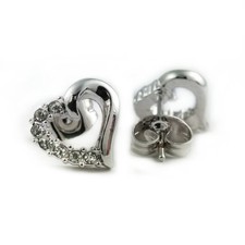 Fashion Jewelry - 18k White Gold Plated Heart Stud Earrings FE400 