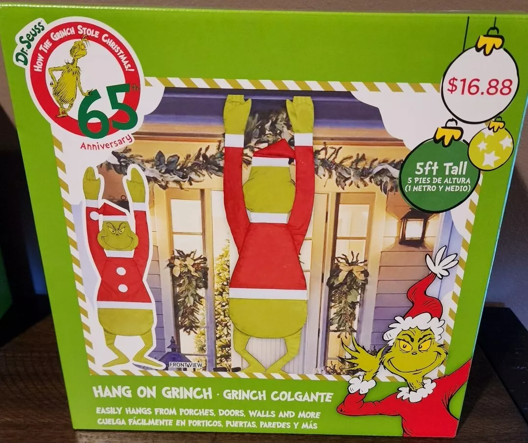 Hang On GRINCH Christmas Decoration Outdoor Indoor Dr Seuss 5 Ft Hanging  Grinch