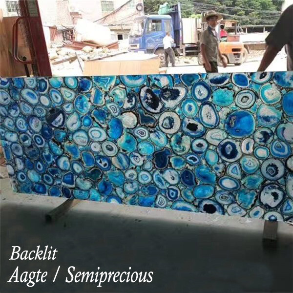 36x24 Inch Blue Agate Dining Table Top or Countertop Slab for Home and Office Decor