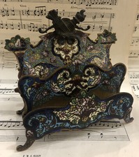 Raro Antiguo Francés Champleve Esmalte Porta Letras c1880