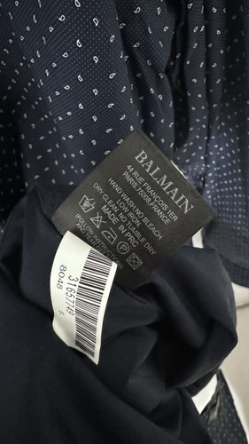 Balmain Men’s Shirt Paris Classic Long Sleeve Shirt Button Up Blue White - Picture 5 of 10
