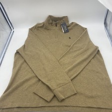 Polo Ralph Lauren Men's Estate-Rib Quarter-Zip Biege Pullover Sweater NWT - XL