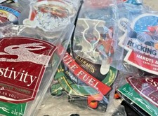 VARIOUS NEW CHRISTMAS / WINTER THEMED PLASTIC PUMP BADGES - CLIP HOME BAR PUB 