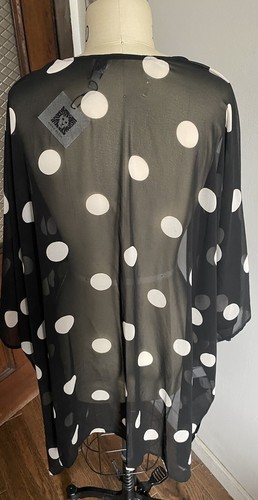 NWT Anne Klein Polka Dot Ruana, Kimono Women’s Size S/M Open Front Poly 39” L - Picture 6 of 8