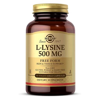Solgar L-Lysine 500 mg 100 Vegetable Capsules, Skin and Tissue Support