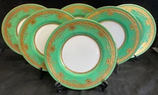 1x Minton Argyle Green & Gold Leaf Enameled Dinner Plate H3655