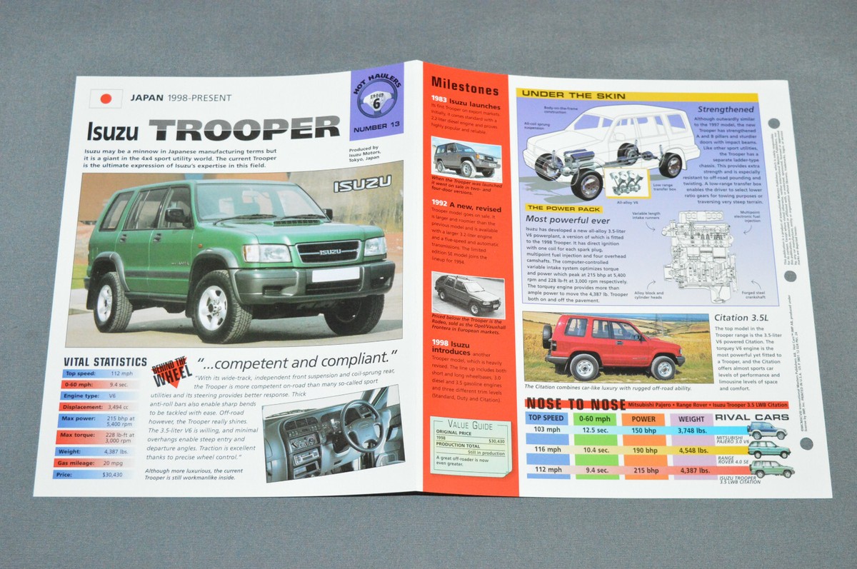 1998-1999 ISUZU TROOPER 3.5 LWB SUV SPEC SHEET BROCHURE PHOTO
