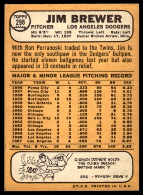 ドジャース 1968年 MLB Dodgers ブリキ缶 BIGサイズ 1968 Topps Jim Brewer Los Angeles Dodgers #298 | eBay