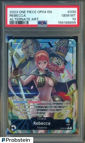 2023 One Piece OP04 EN #039 Rebecca Alternate Art PSA 10 GEM MINT