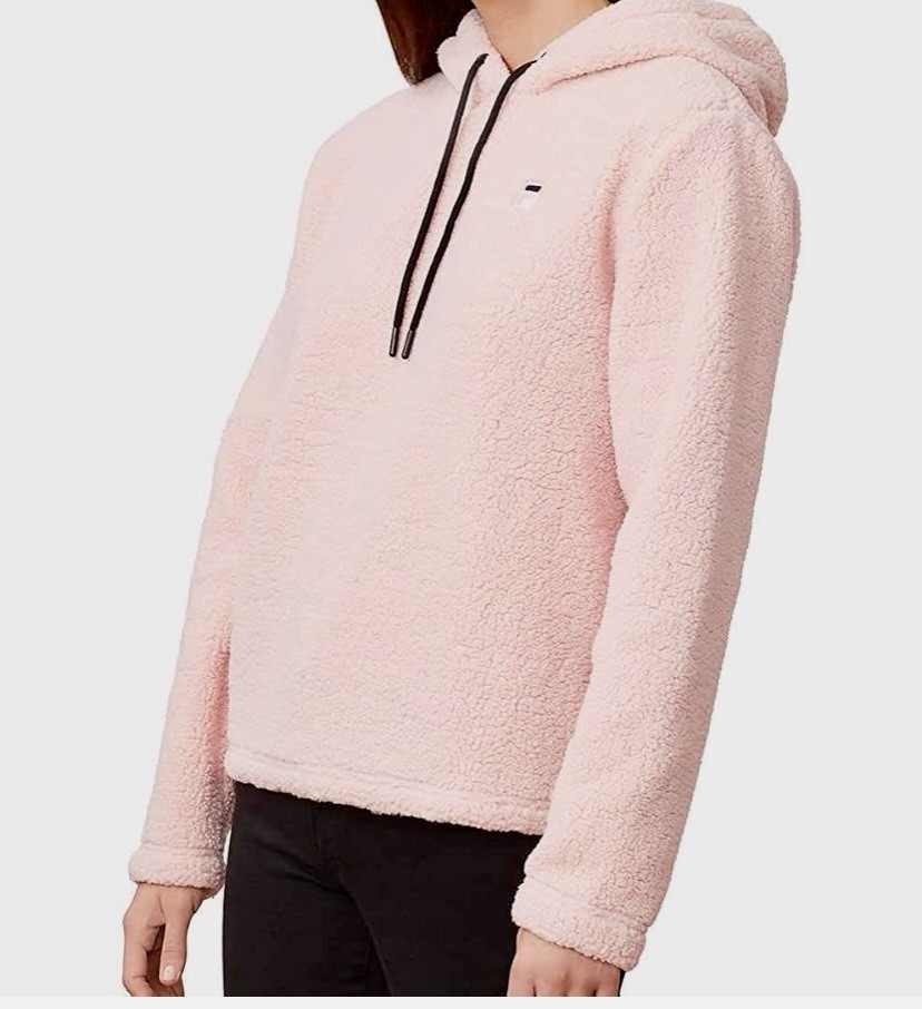 FILA Felpa con Cappuccio in Pile Sherpa Rosa Polvere Donna Taglia M