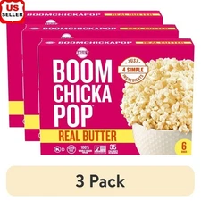Microwave Popcorn Real Butter Snack 3 Pack Gluten Free Non-GMO 35 Calories New