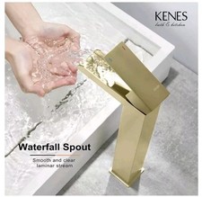 KENES Gold Bathroom Faucet Single Handle Tall Vessel Sink Faucet stanless steel