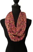 Cejon Womens Infinity Scarf Loop Lightweight Fishnet Gold Shimmer Multicolor