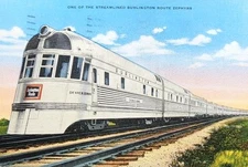 1940's Picture Postcard ~ The Streamline Burlington Route "Zephyrs" ~ #-7250