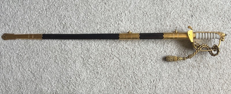 British Navy Officer's Ceremonial Sword w/Scabbard & Knot, 30" 1987
