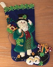 Bucilla Irish Santa Felt Christmas Stocking Kit Handmade Completed M Stanzianni