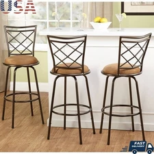 Adjustable Swivel Bar Stools Set of 3 Cross-Back Style Comfortable Seating New