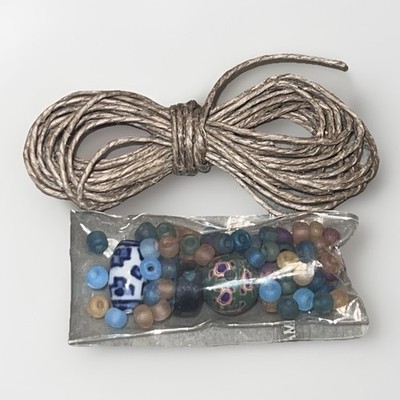 Assorted Craft Beads Lot Rustic Glass & Ceramic Twine Cord Jewelry Making DIY