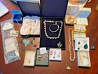 Vintage Estate Collection Costume Jewelry Green Themed Necklaces, Earrings