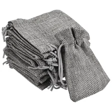 Linen Burlap Bags with Drawstring for Gifts,DIY Craft Grey 7 x 9cm 12pcs