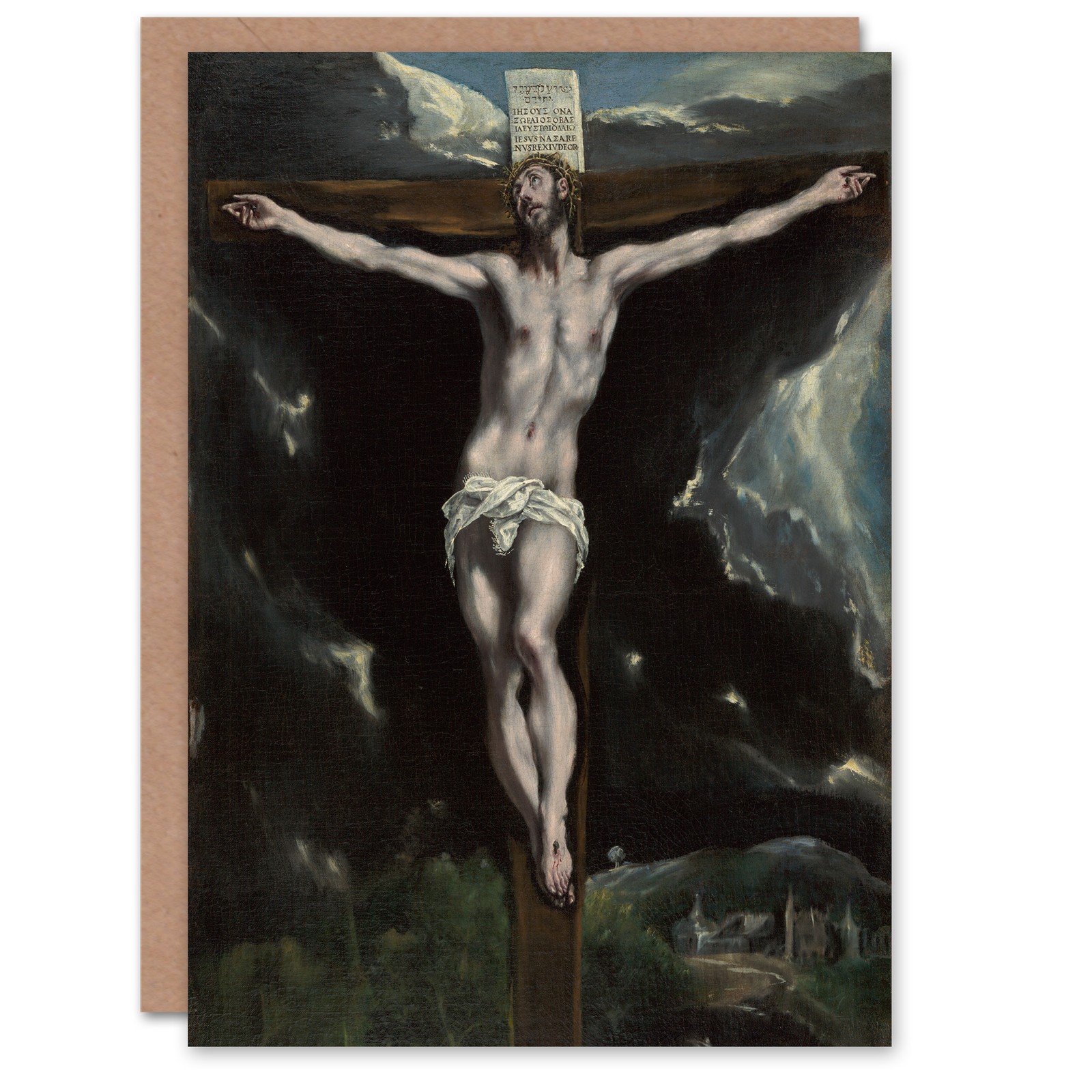 El Greco Art Card Christ on the Cross Cropped Oil Painting Blank Greeting Card