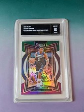 🔥2024 PANINI SELECT GREEN/WHITE/PURPLE PRIZM #23 ANTHONY EDWARDS GMA  10