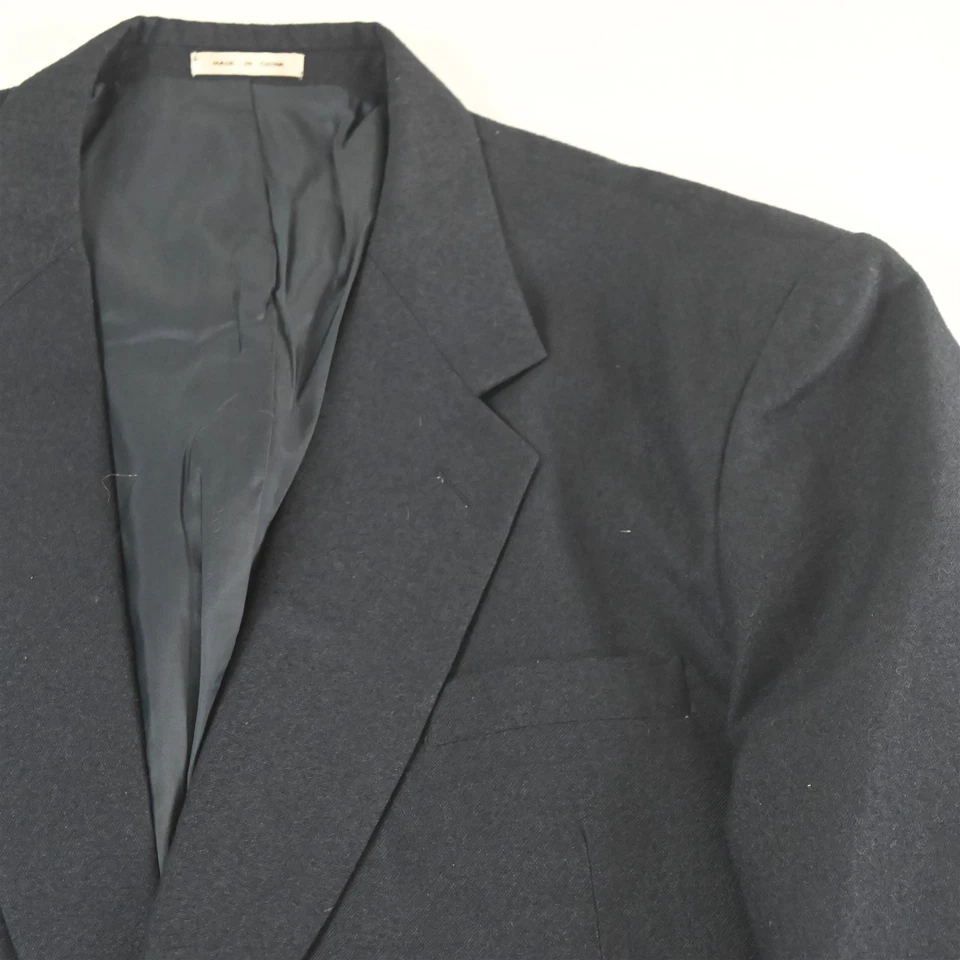 Vtg Mens 54L Navy Blue Flannel Silver Button Mens Blazer Suit Jacket Sport Coat - Image 2 of 4