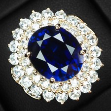 Invaluable Royal Blue Sapphire Oval 8.06Ct 925 Sterling Silver Rose Gold Rings