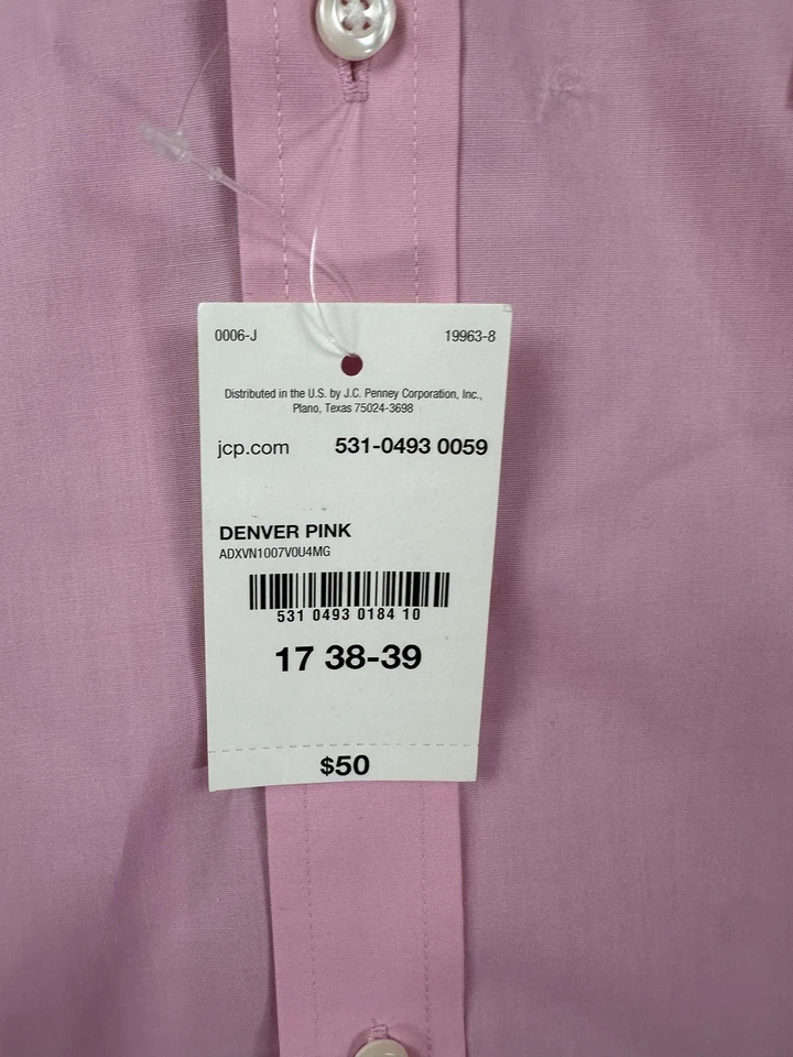 Camisa Stafford Para Hombres 17 38-39 Rosa X-Alto Viaje Fácil Cuidado Vestido de Tela Ancha Nueva Foto 3 de 4