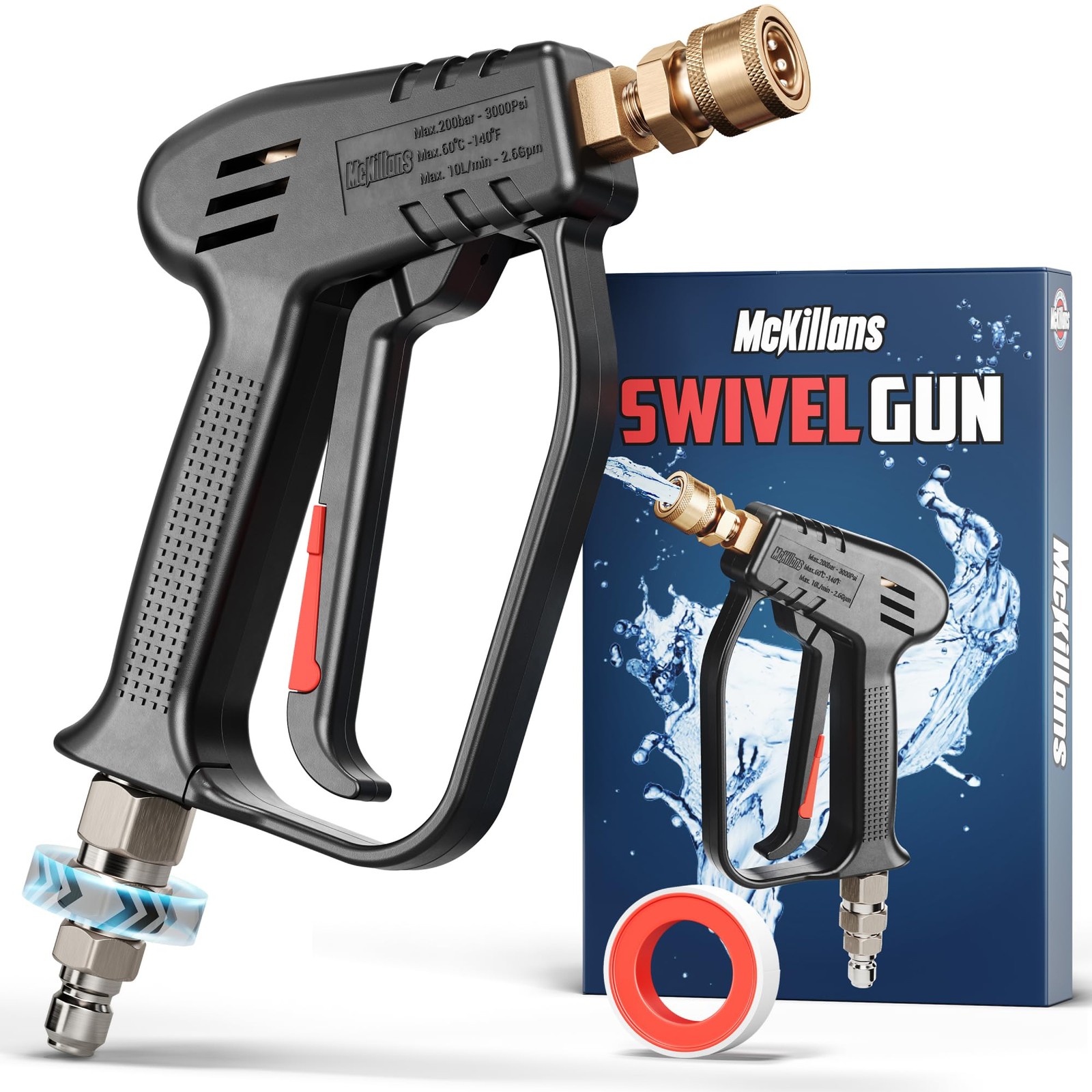 McKillans® Short Pressure Washer Gun with Swivel - Gun,