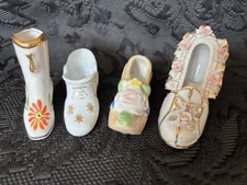 Three Beautiful Porcelain Rose Miniatures Shoes with One Boot