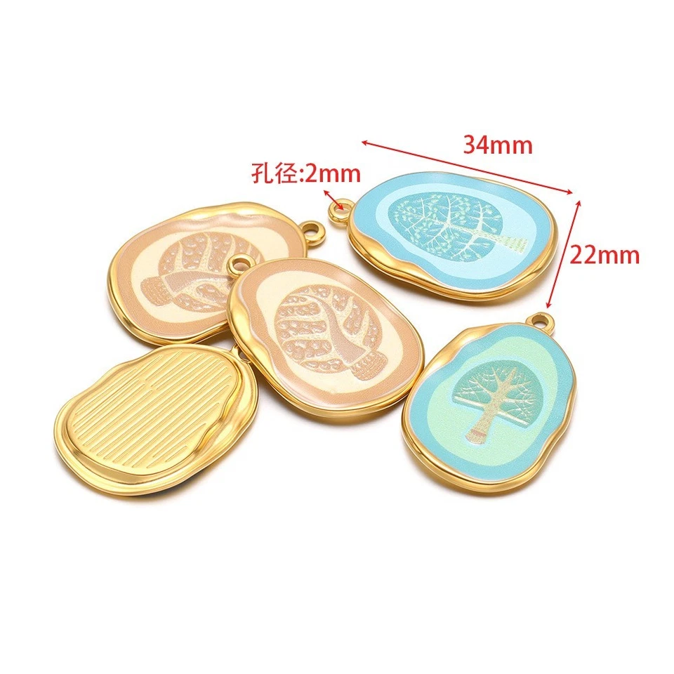 Colgantes de acero inoxidable esmaltado con encanto para pintura de árbol 5 piezas Foto 2 de 3