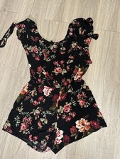 Black Floral Romper Size M