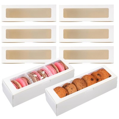 60 Pack Macaron Boxes, Clear Window, Holds 6, Pastry, Bakery, Truffle, Gift