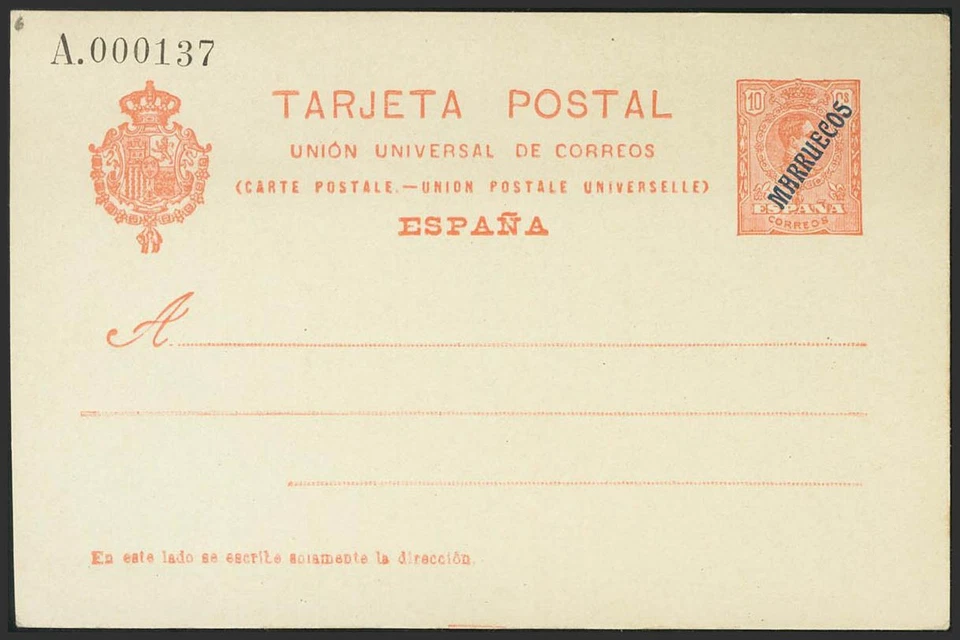Ex-colonias Españolas. Marruecos. (*) MNG  EP6. 1914. 10 cts naranja sobre Tarj - Imagen 1 de 1