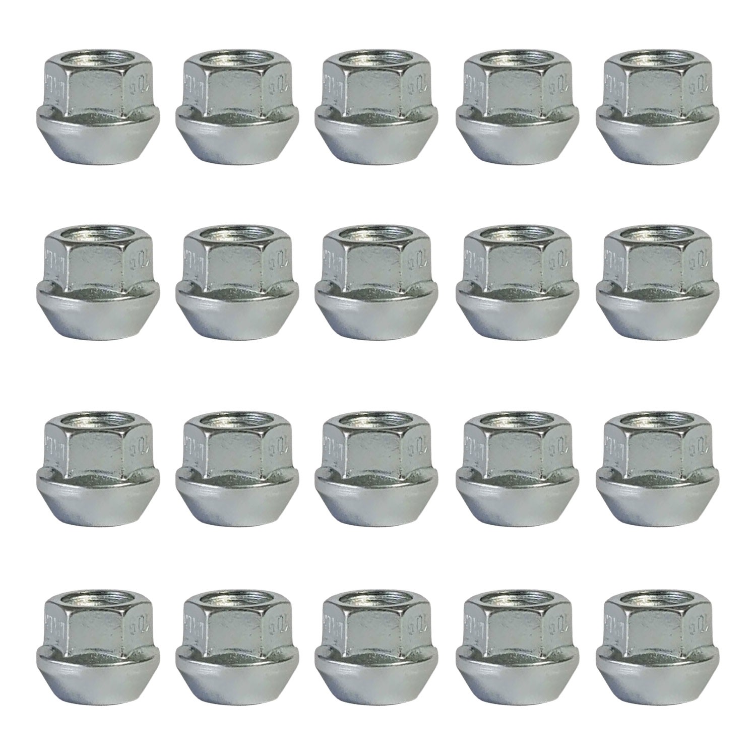 20 Wheel Nuts tapered 60° M12x1,25 mm silver for Nissan 100NX Lug Nuts