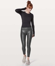Lululemon Train Times 7/8 Leggings 25" Luminosity Black/Silver Foil Print Size 2