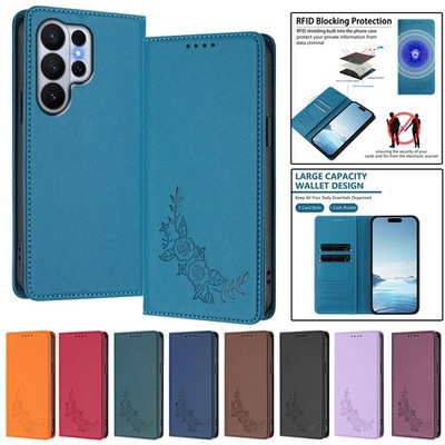 Fr Samsung S26 S25 S24 S23 S22 S20 FE Ultra Plus Case Leather Wallet RFID Cover