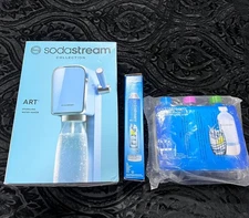 SodaStream Art Sparkl Water Maker Misty Blue w/  2 CO2 & 3 Carbonating Bottle 1L