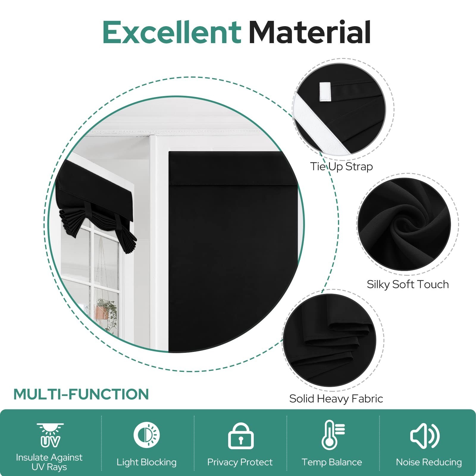 HOMEIDEAS Blackout French Door Curtains for Door Window, Privacy Curtains Set...