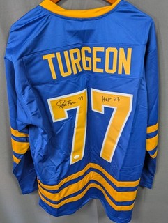Pierre Turgeon HOF Signed Buffalo Sabres Hockey Jersey AUTO JSA COA Sz XL