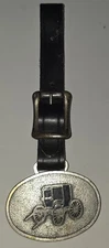 Vintage Watch Fob Enamel Schrock Buggy Works Millersburg, Ohio Manufacturers 