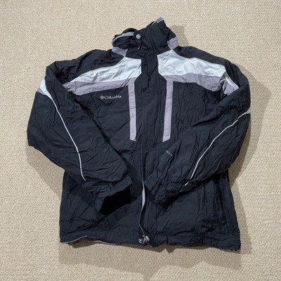 Columbia Skijacke Herren Medium schwarz Omni Tech Kapuze wattiert Skifahren wasserdicht