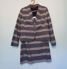 Pendleton Outfit Set Women Blazer Petite 12P Midi Skirt 8 Blue Plaid Cotton NWOT