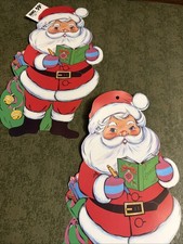 Lot 2 vintage die cut Santa Claus cardboard cut outs HMS- 1 NWT 13 X 7 Euc