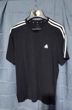 Adidas Men's Black 3-Stripes Short Sleeve Crew Neck Tee large
