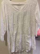 Cotton Chikankari Summer Kurti for Women / white Kurti / XL top