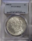 1885 O US Morgan Silver Dollar $1 PCGS MS63