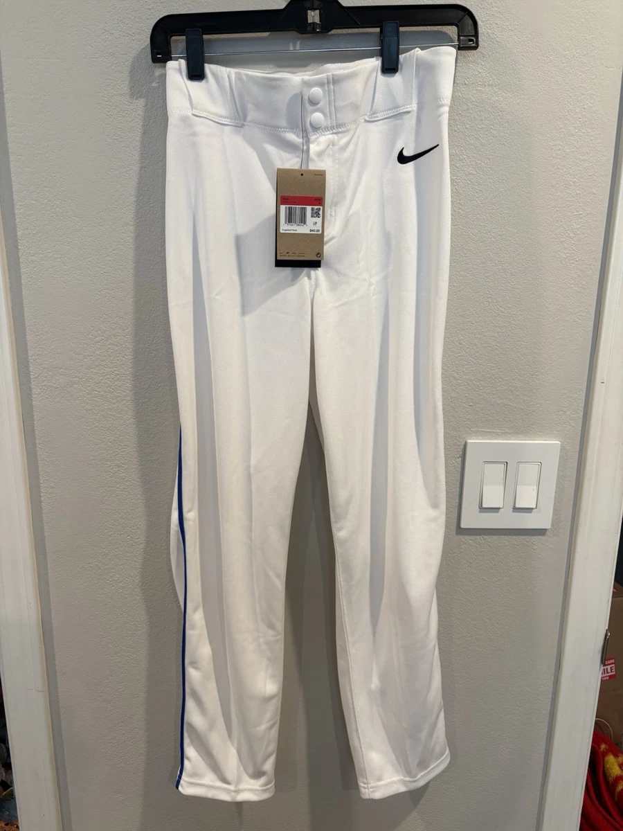 Nike Baseballhose volle Länge weiß/königsblau Paspel Jugend Größe S 8/9 neu