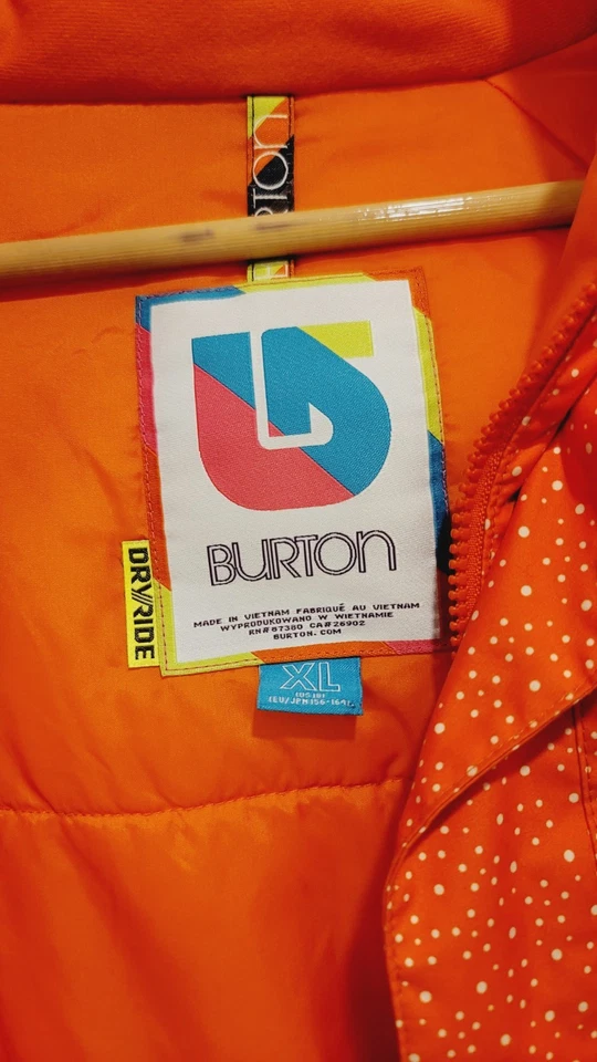 Burton DryRide 滑雪板 滑雪夹克 女孩 XL 18 防水 透气 连帽 — 第 3/4 张图片